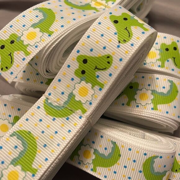 Grosgrain Ribbon 7/8” 5 yards 5/$20 Daisy daisies flower alligator crocodile NEW - Picture 4 of 5